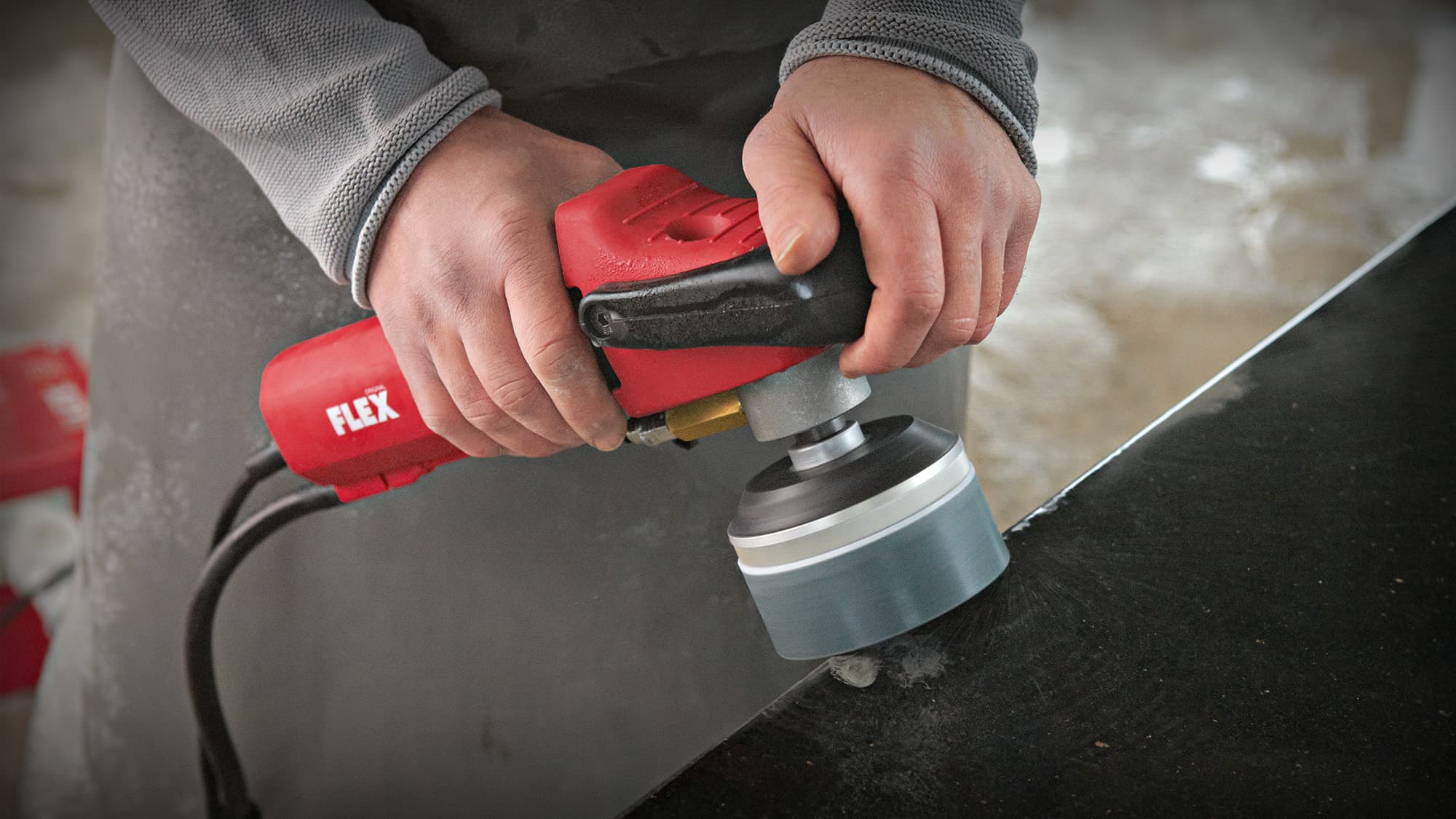 Polishing natural stone with grinders